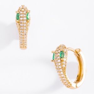 Aretes para mujer pequeños figura de serpiente de moda de alta calidad bañado18k